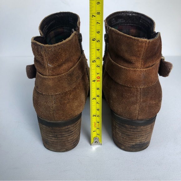 Born Adia Tabacco Distressed Rugged Suede Boots Womens 9.5 Leather Moto Ankle - Picture 9 of 12